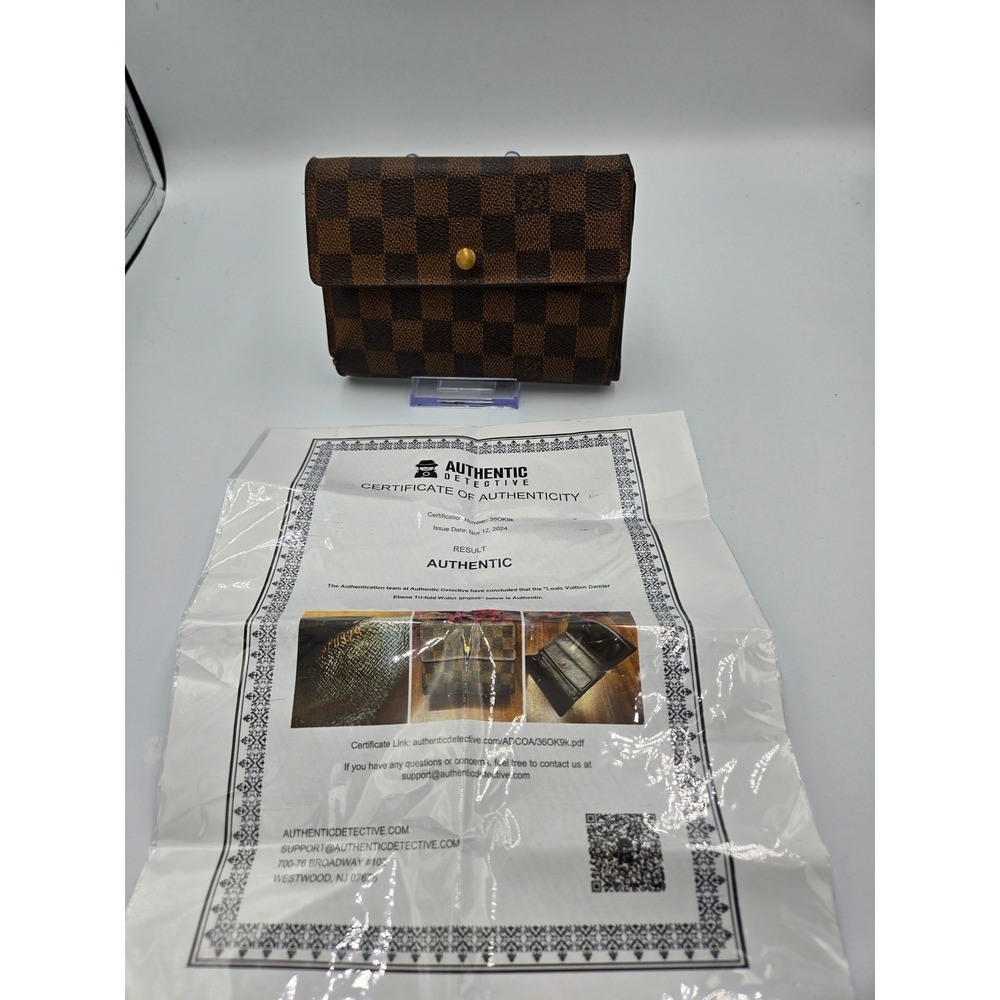 Louis Vuitton Damier Ebene Tri Fold Wallet Authentic Detective Cert - Picture 5 of 14